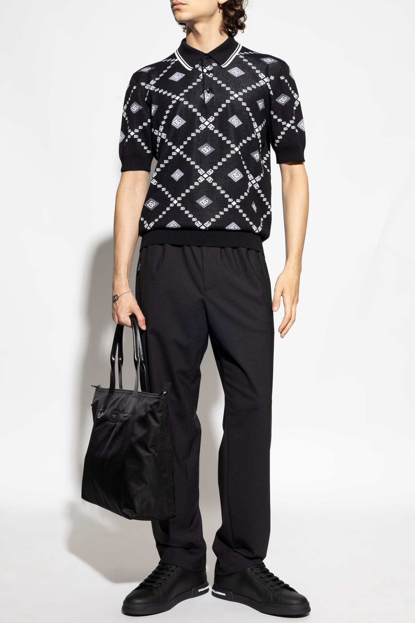 DOLCE&GABBANA ニットポロ Black Wool polo shirt with logo Dolce & Gabbana - Vitkac Canada
